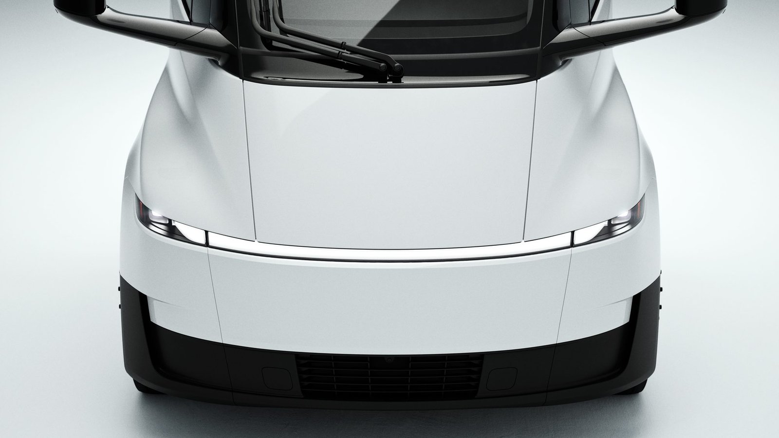 Tractor Tesla Semi blanco de perfil en estudio
